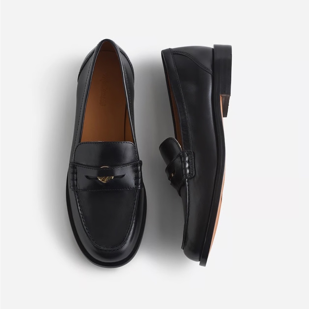 Madewell Black Leather Penny Loafers size 8
